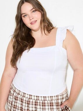 TORRID White Ruffled Flutter Skeeve Strap Square-Neck Corset Top